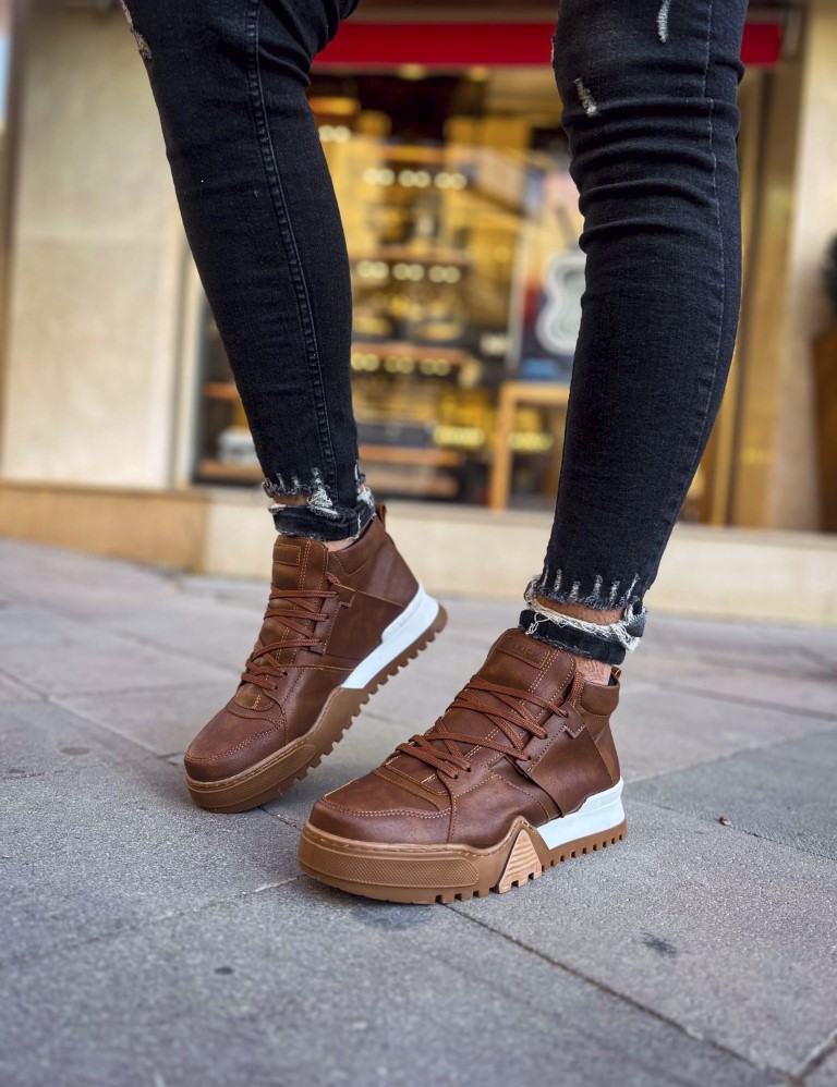 Ανδρικά καφέ Casual μποτάκια τρακτερωτή σόλα CH057 φωτογραφία